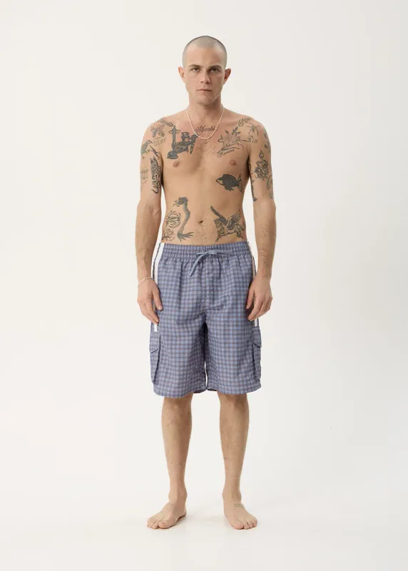 House Related Proposal Recycled Cargo short 21inch- SLATE BLUE CHECK