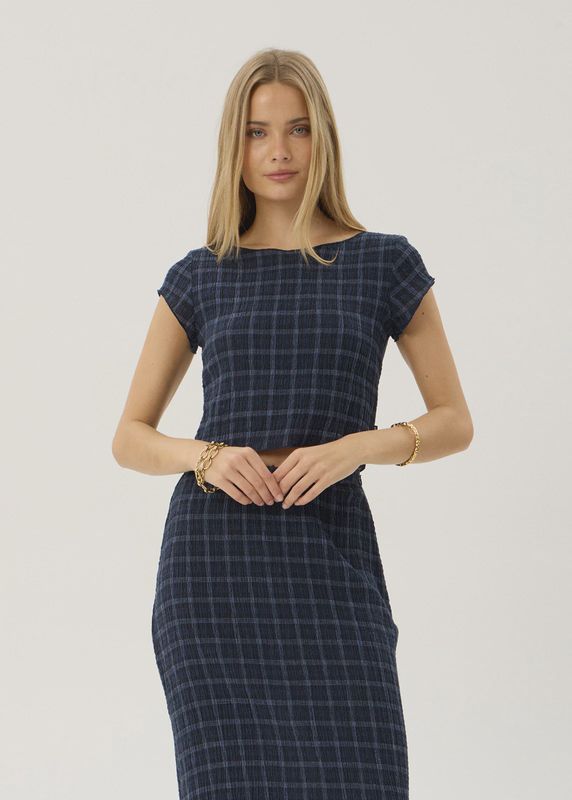 Darcy Seersucker Top Seersucker Top- Thea Midnight Check