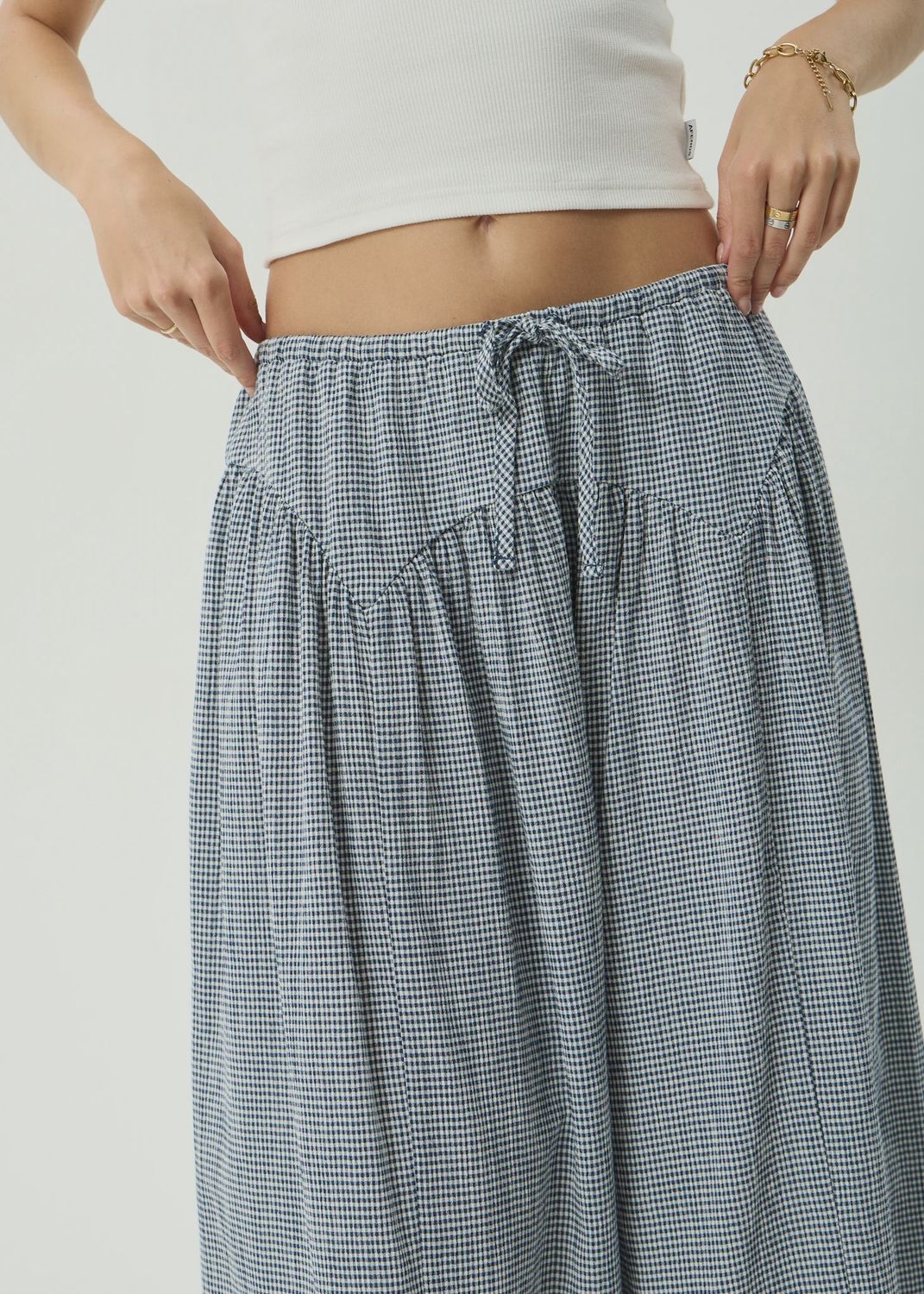 Marlow- Midi Skirt- Indy Navy Check Marlow- Midi Skirt- Indy Navy Check, Size: XS