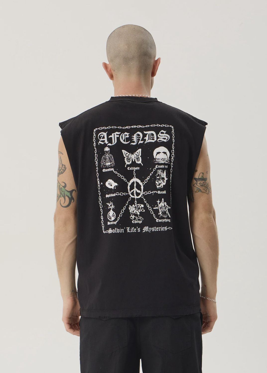 Spiritual Heavyweight Sleeveless Tee -Stone Black, Size: XS
