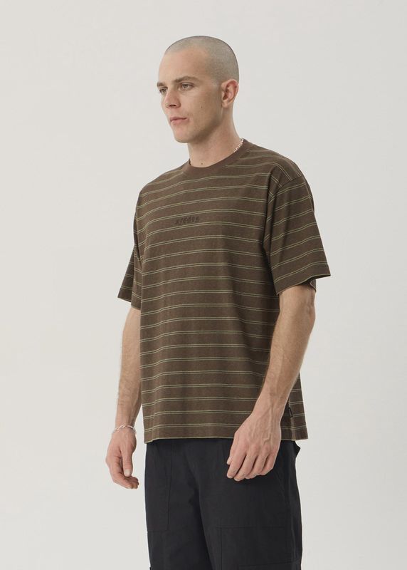 Eureka Boxy Tee- Coffee Stripe
