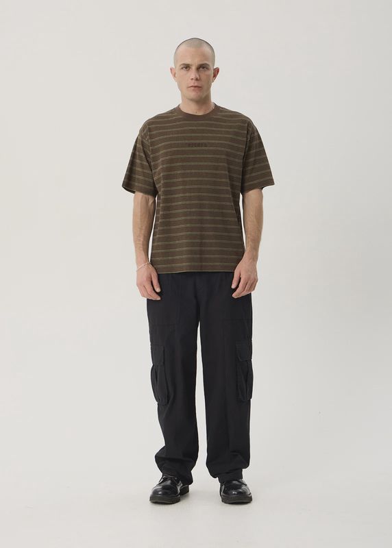 Eureka Boxy Tee- Coffee Stripe