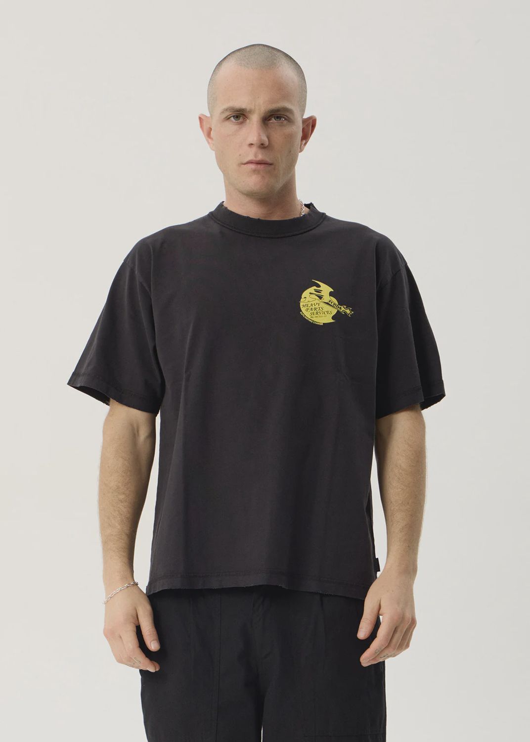 Heavy Parts Recycled Heavy Weight Boxy Tee- Stone Black, Size: XS