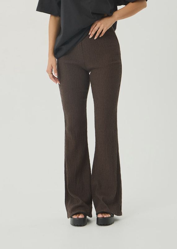 Focus Seersucker Flare Pant-Coffee