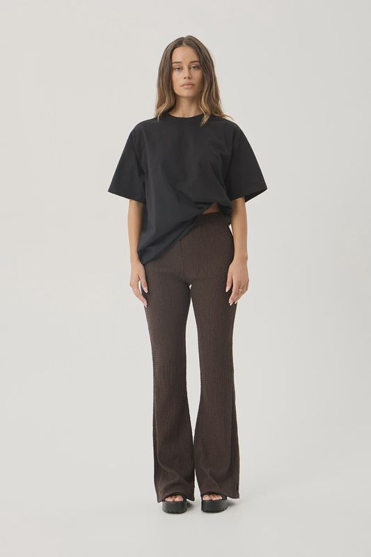Focus Seersucker Flare Pant-Coffee