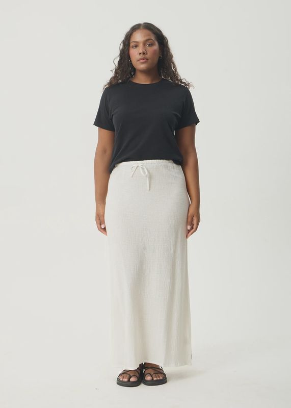 Focus Seersucker Maxi Skirt-Off White