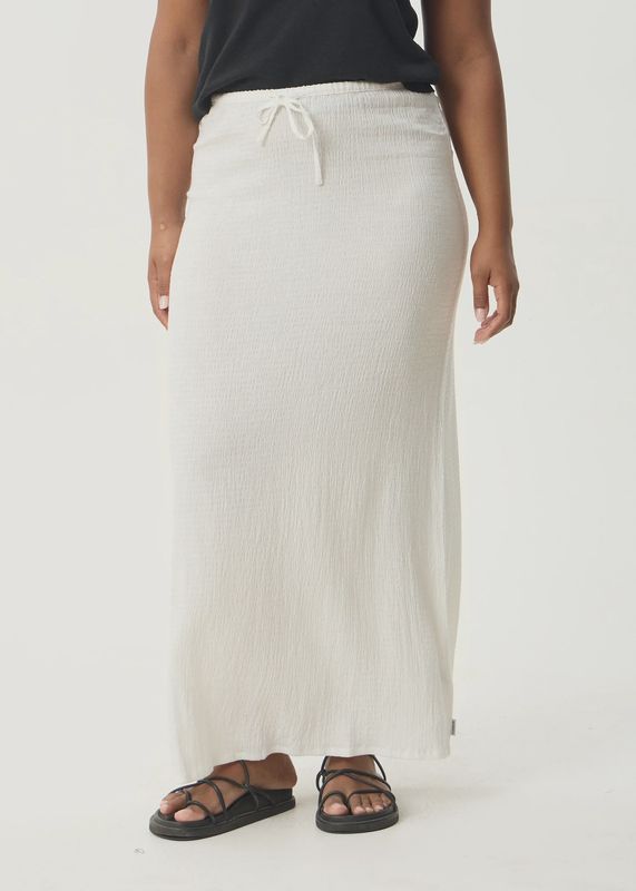 Focus Seersucker Maxi Skirt-Off White