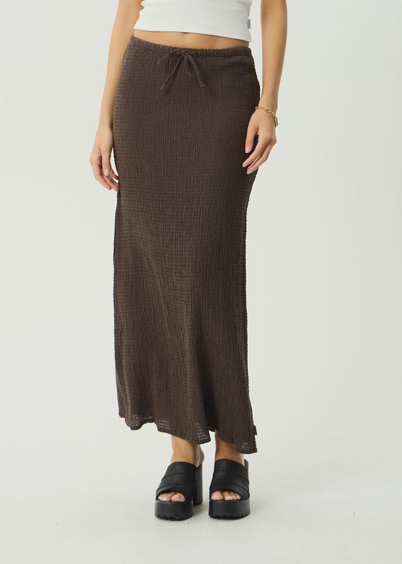 Focus Seersucker Maxi Skirt-Coffee