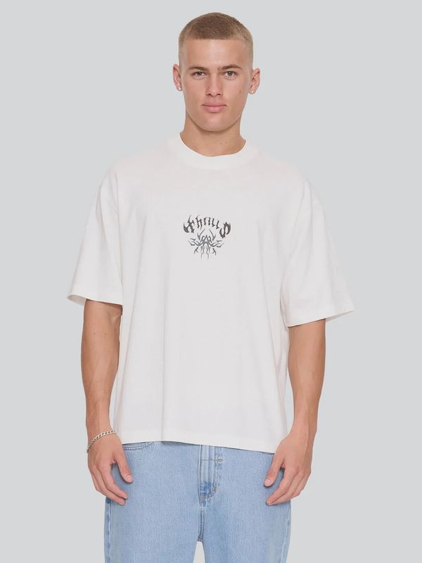 Stagger Oversize Box Crop Tee- Dirty White