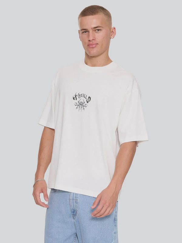 Stagger Oversize Box Crop Tee- Dirty White