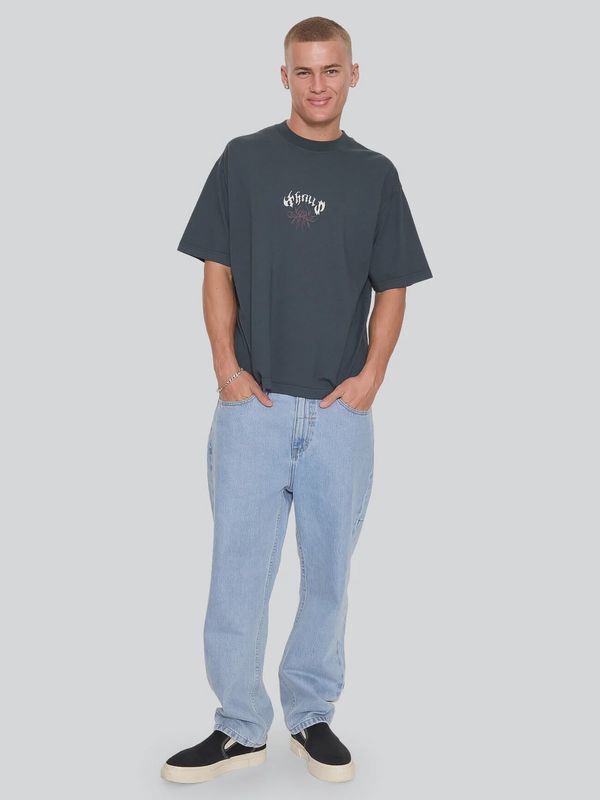 Stagger Oversize Box Crop Tee- Petrol