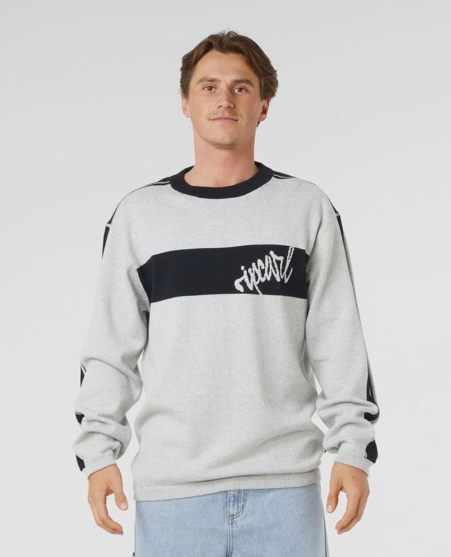 Panel Beater Knit Crew-Grey Marle