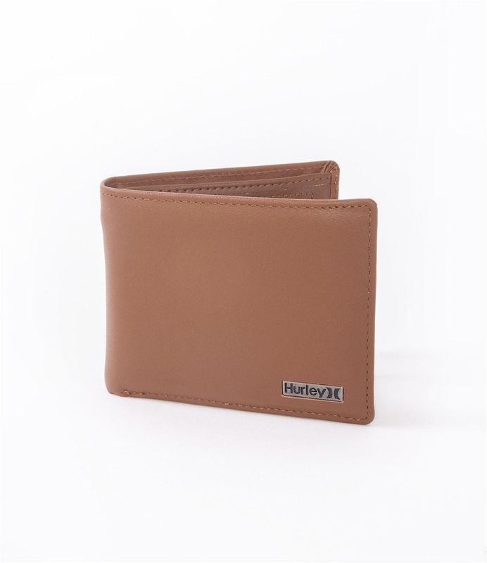 Hurley Wallet Leather Mens One and Only-Tan