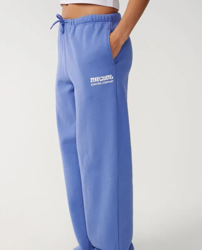 Surf Puff Wide Leg Track Pant- Mid Blue
