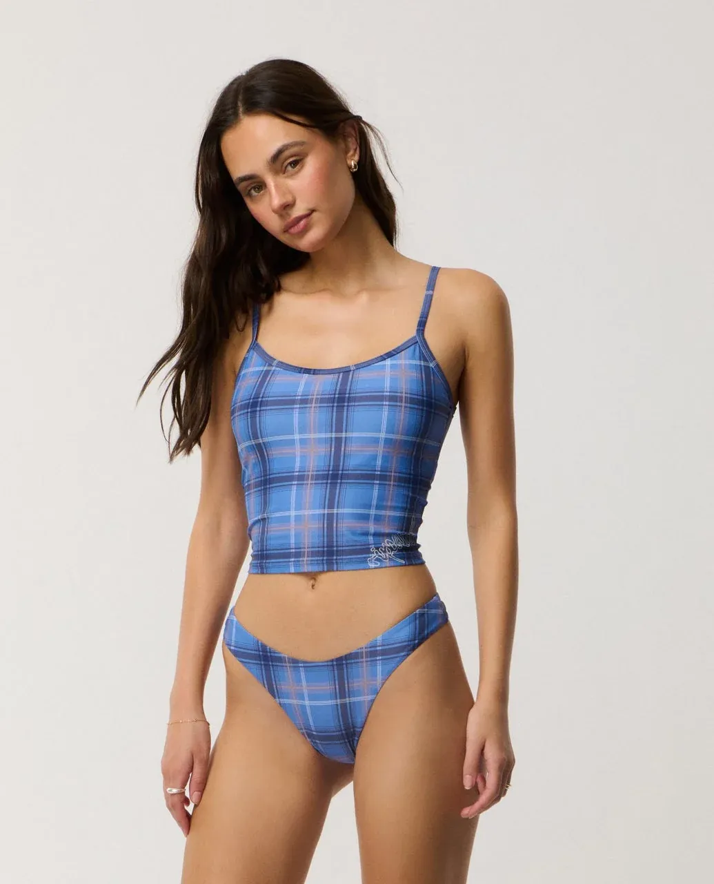 Archive Plaid Tankini-Blue, Size: XS