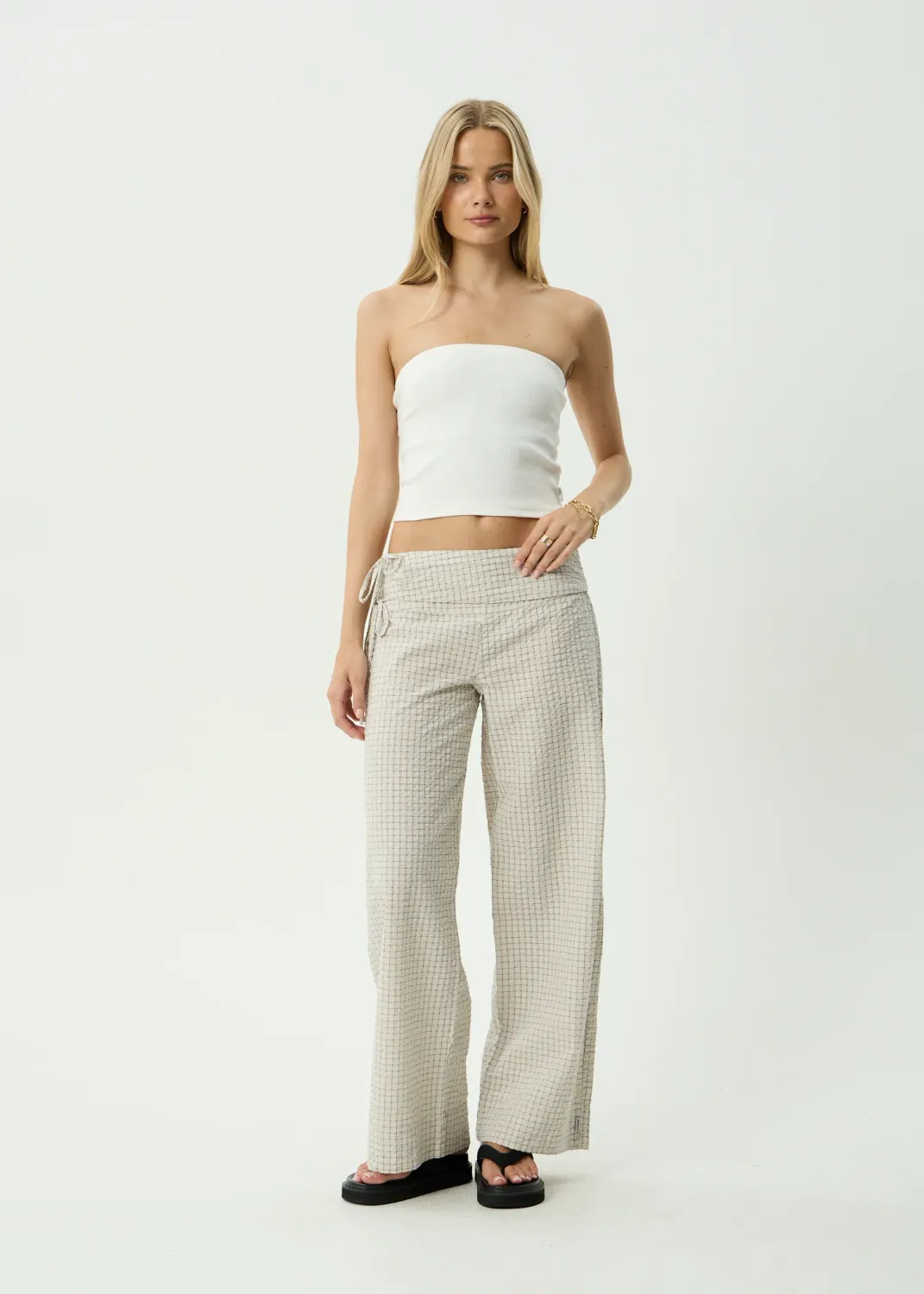 Sofia Wide Leg Pant- Reverb Moonbeam Check, Size: XS