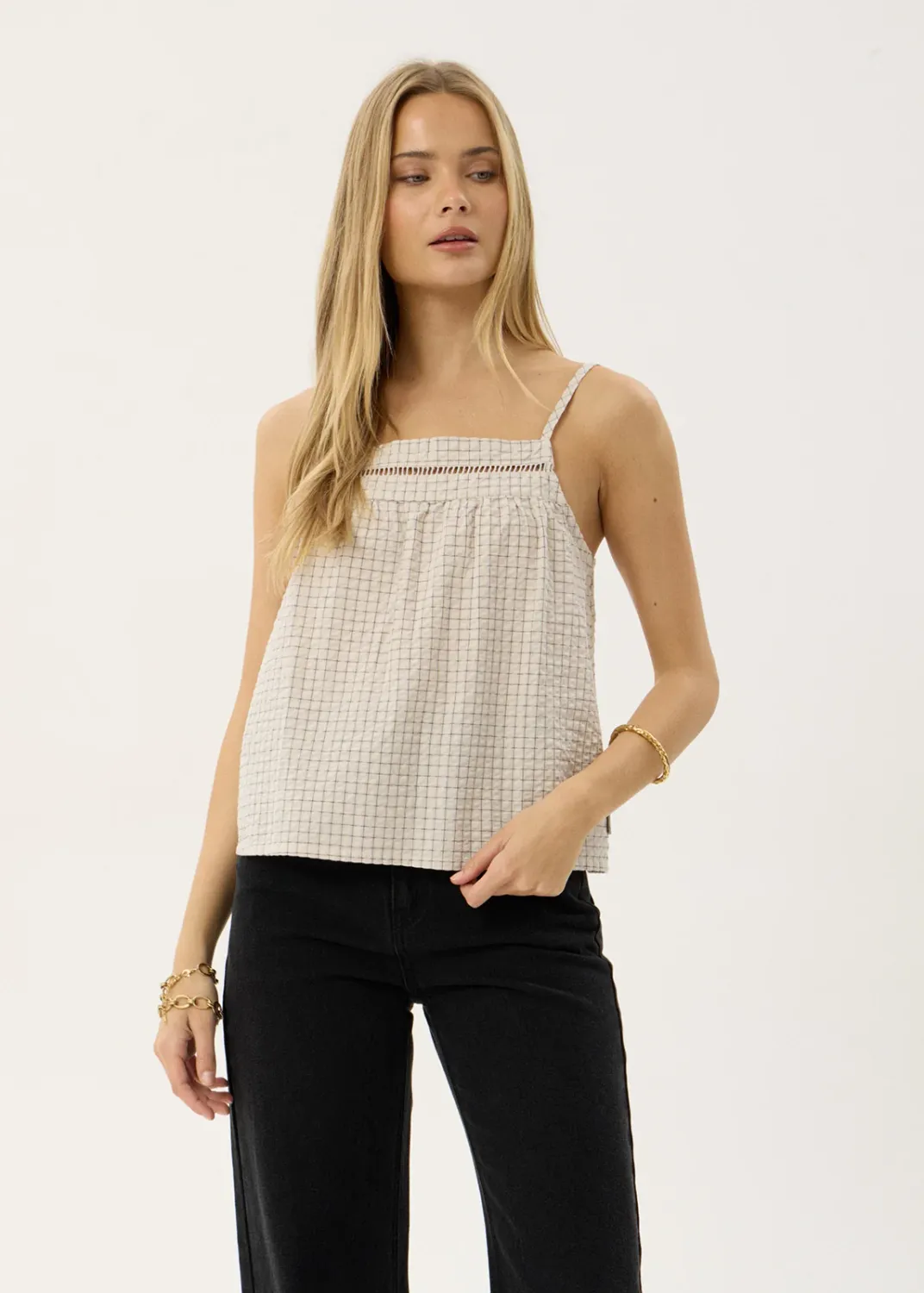 Candice Seersucker Cami Top -Reverb Moonbeam Check, Size: XS