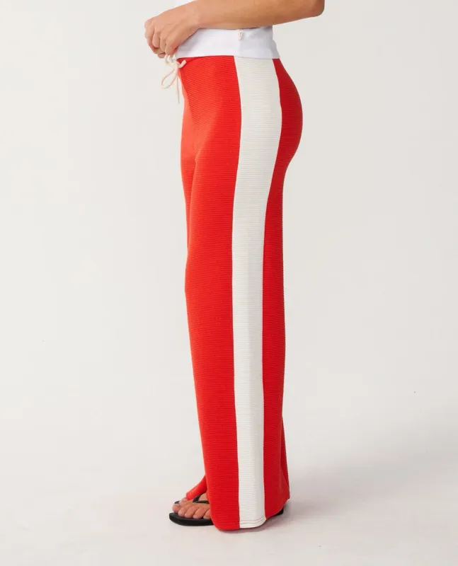 Retro swell wide leg pant-Red