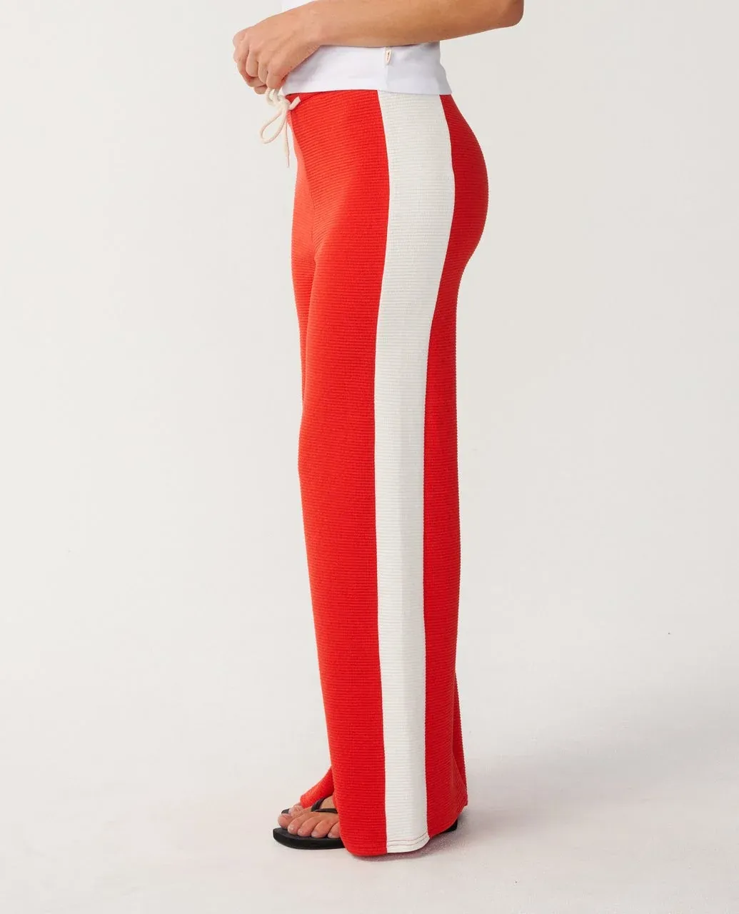 Retro swell wide leg pant-Red, Size: XS
