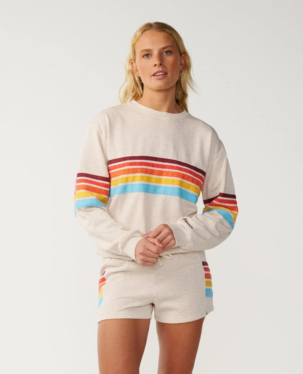 Surf Revival Relaxed Crew- Oatmeal Marle, Size: XS