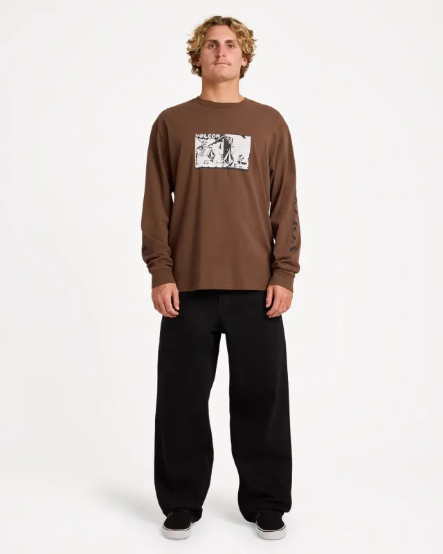 Mirrors Long Sleeve T-Shirt- Brown Stone