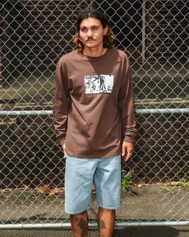 Mirrors Long Sleeve T-Shirt- Brown Stone