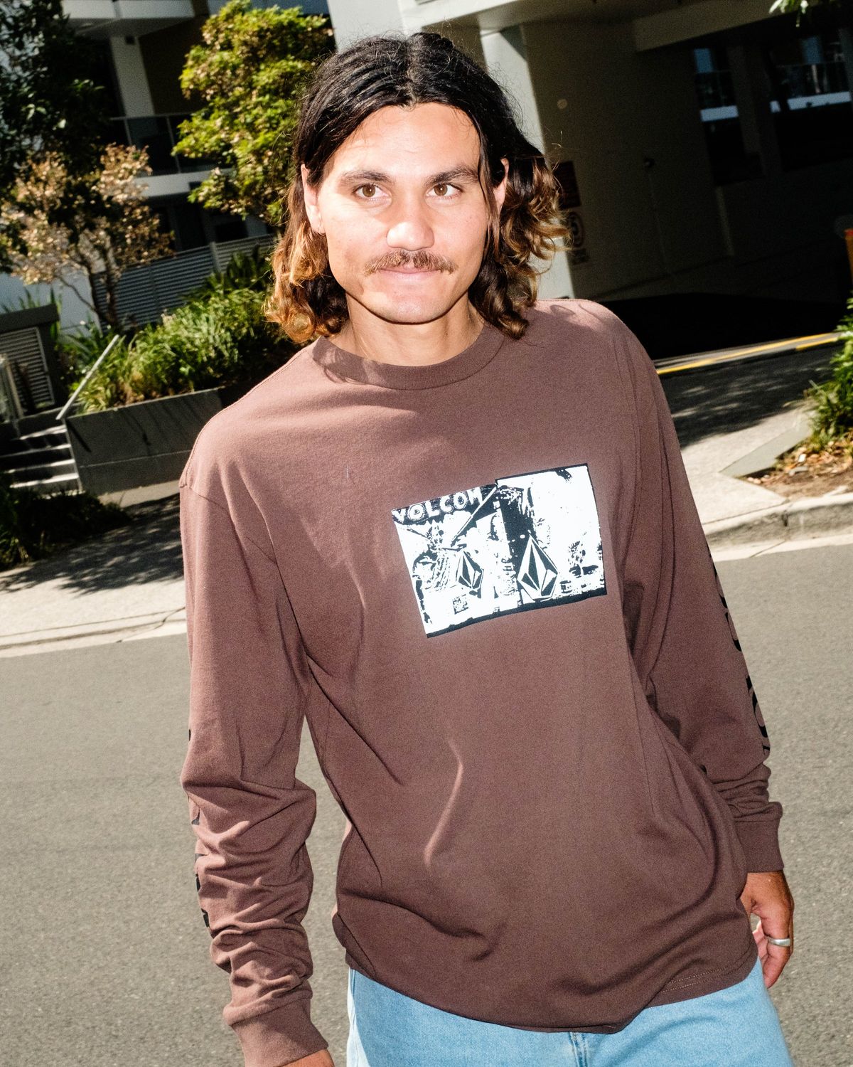 Mirrors Long Sleeve T-Shirt- Brown Stone, Size: S