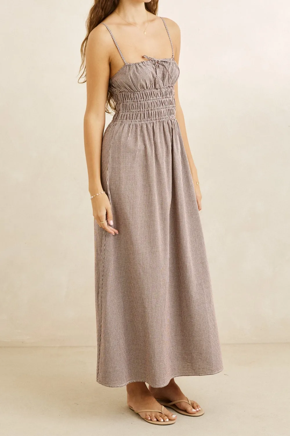 London Check Midi Dress -Chocolate, Size: XS