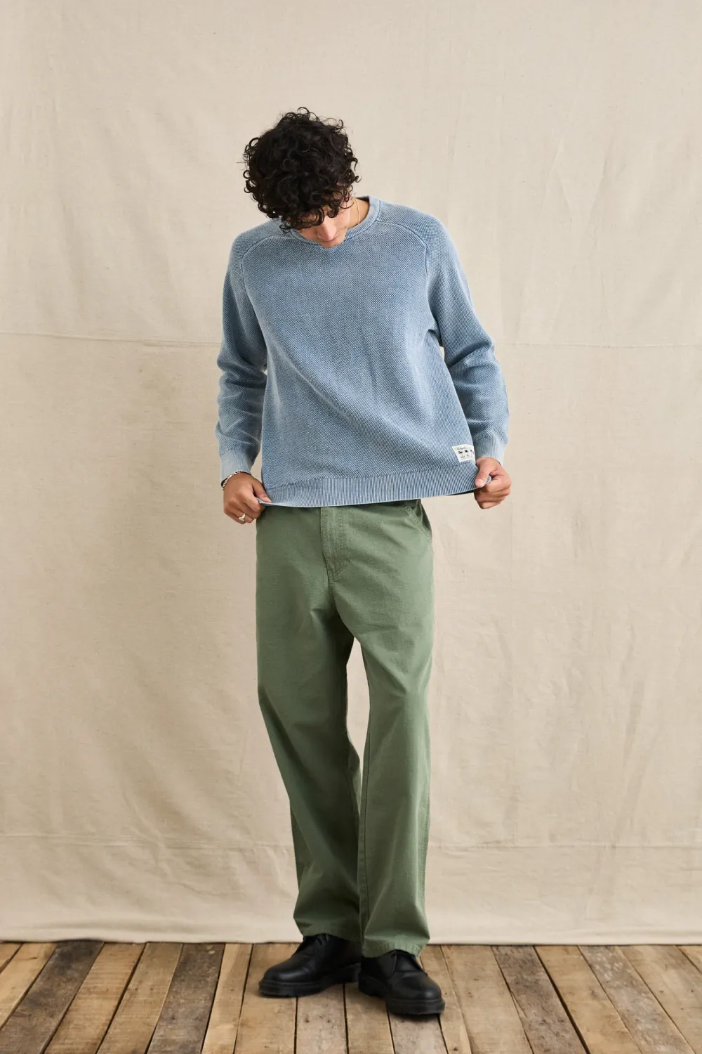 Polu Crew Knit- Washed Blue, Size: XS