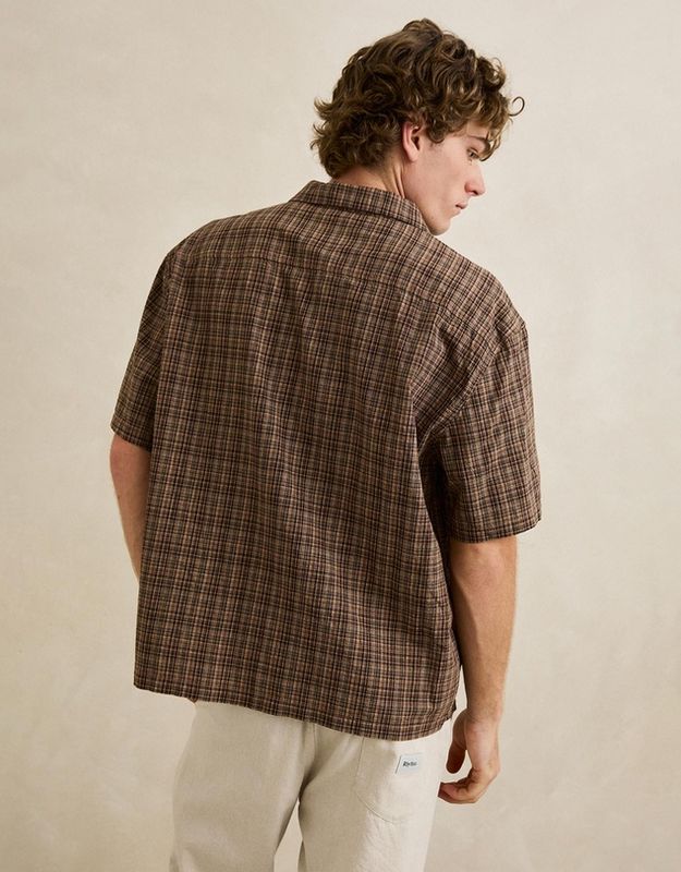 Relaxed Brady Check SS Shirt- Coffee
