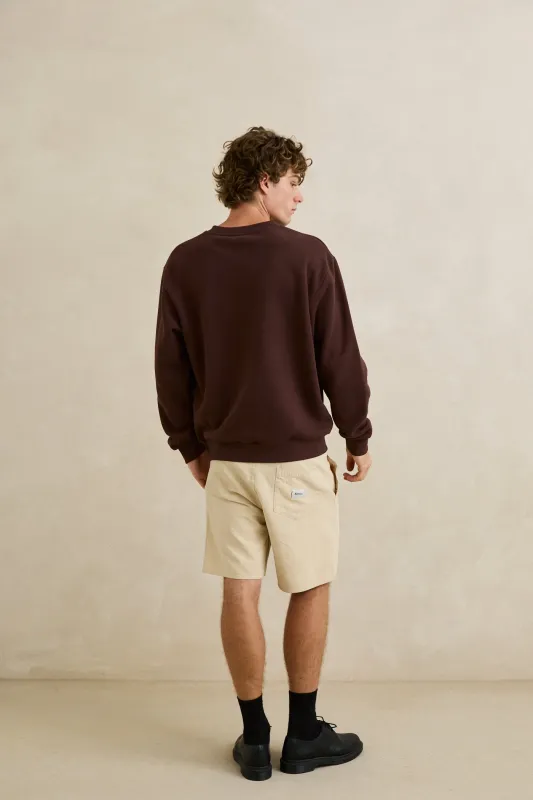 Radio sounds fleece crew-Chestnut
