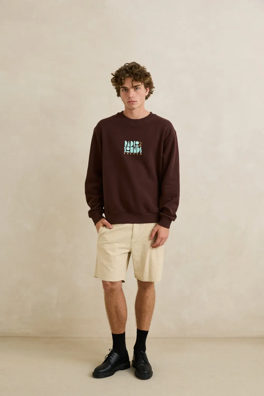 Radio sounds fleece crew-Chestnut, Size: XS