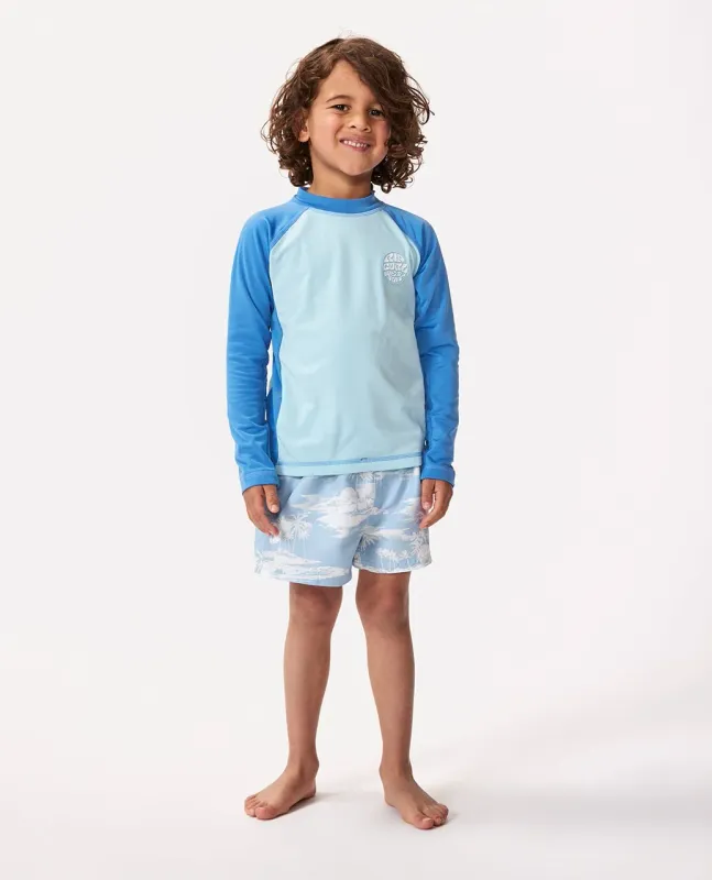 Icons UV Brushed Long Sleeve Rash Vest Kids- Blue Gum