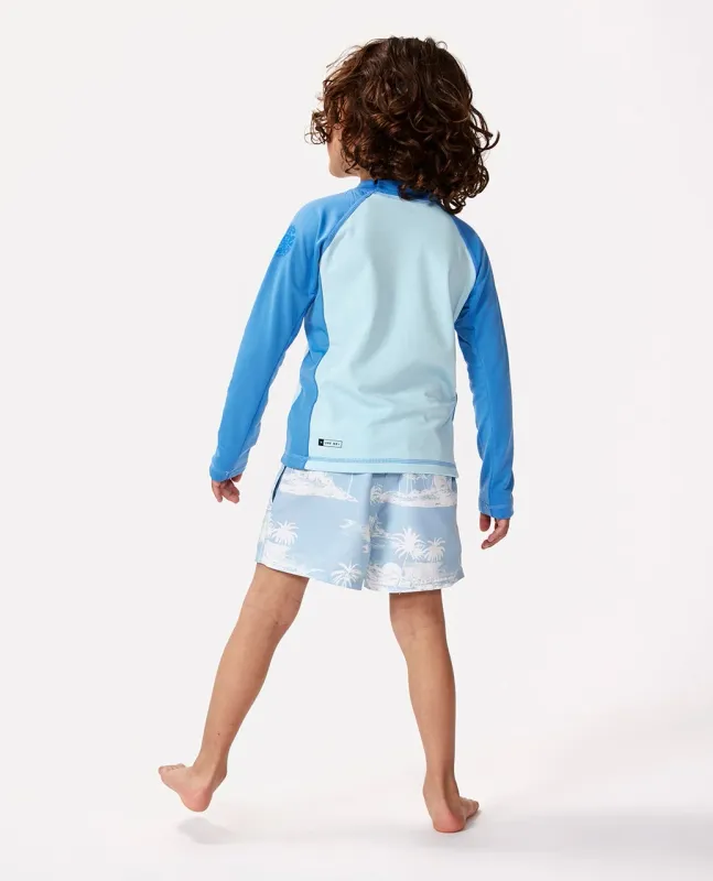 Icons UV Brushed Long Sleeve Rash Vest Kids- Blue Gum