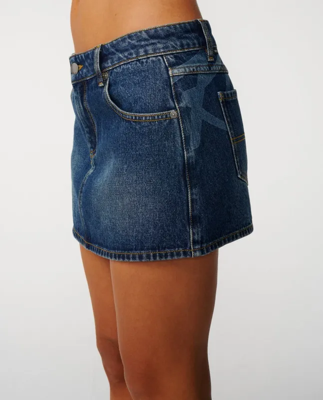 Archive Denim Mini Skirt-Dusty Blue