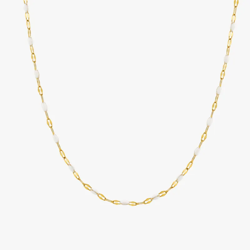 White Dainty Choker-Gold Plated