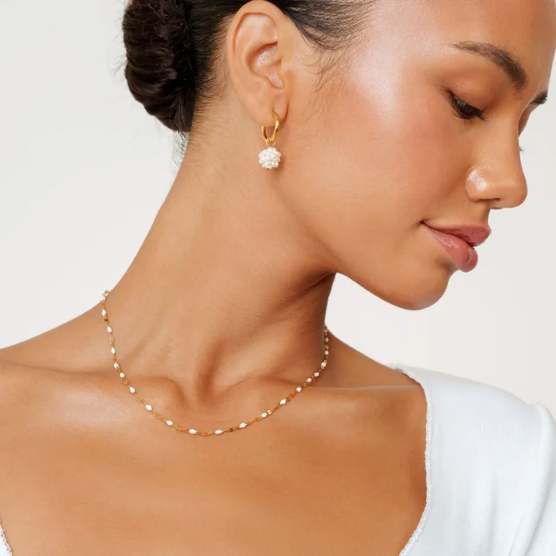White Dainty Choker-Gold Plated
