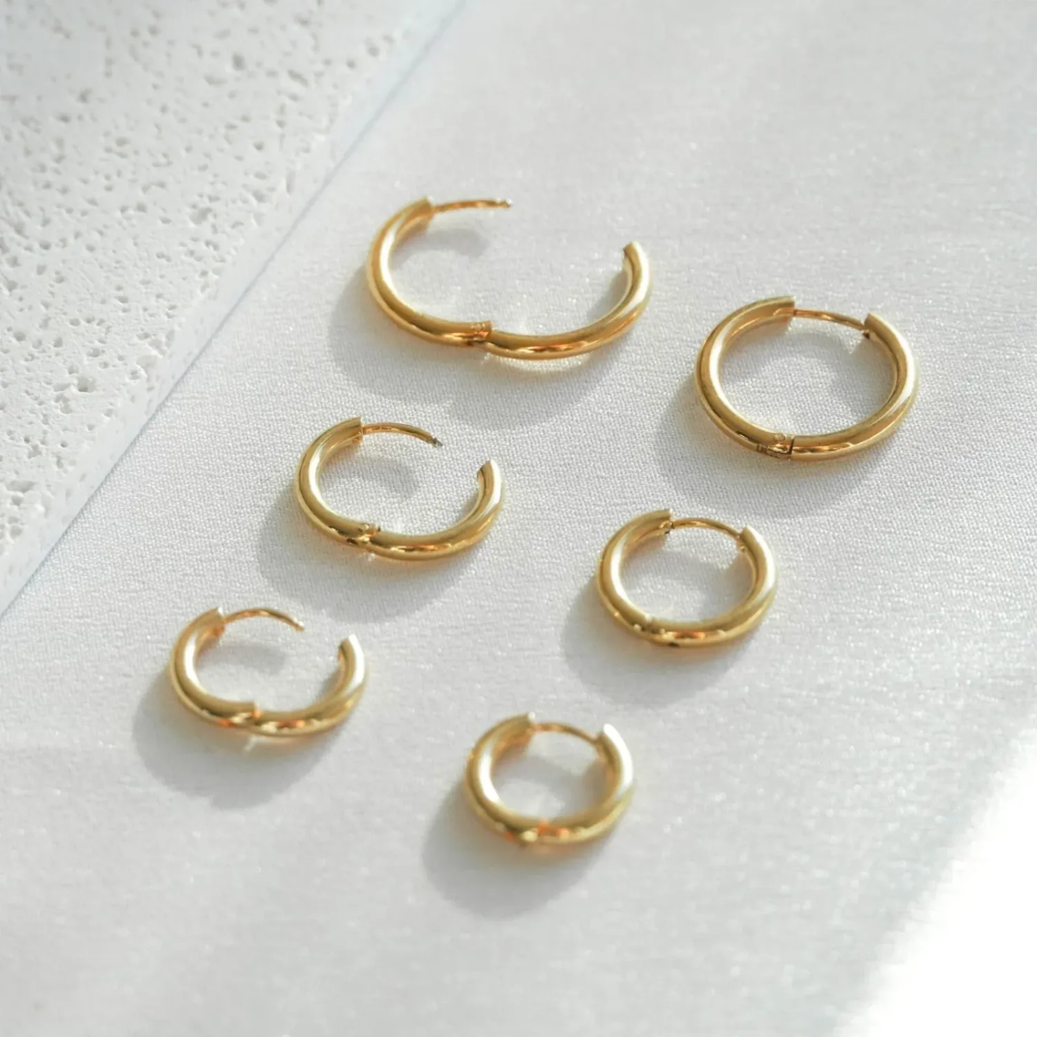 Classic Hoop Earrings, Colour: Gold Plated, Size: Mini