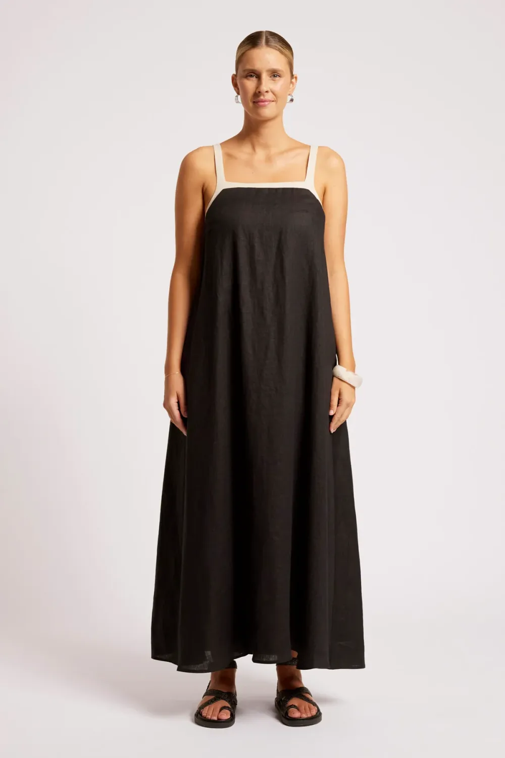 Maris Splice Tank Maxi Dress - Black / Tusk, Size: XS