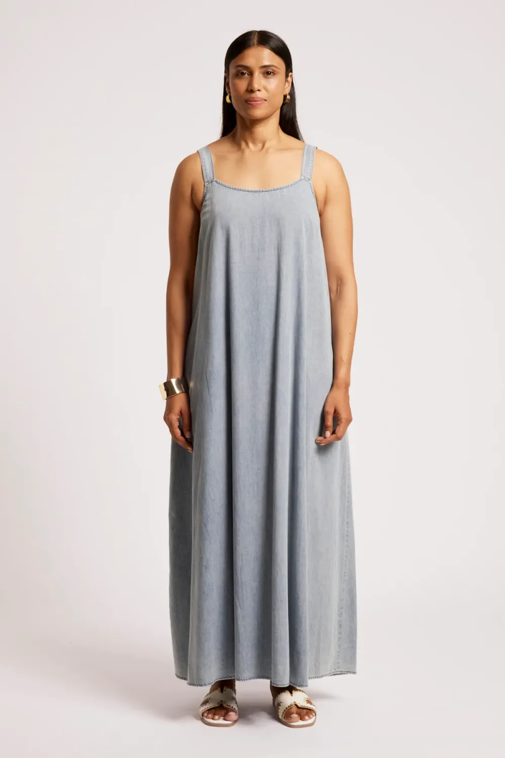 ROAM TANK MAXI DRESS-DENIM, Size: XS