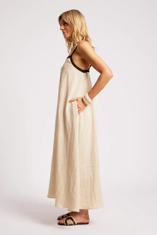 MARIS MARIS SPLICE TANK MAXI DRESS-TUSK/BLACK