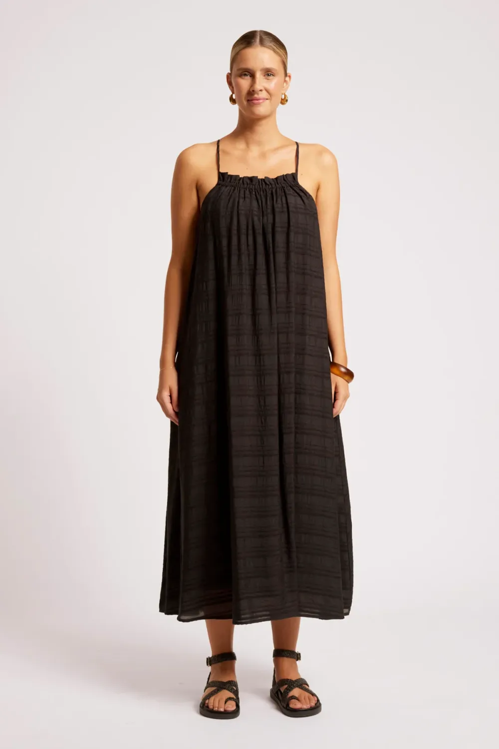 SOVANA TANK MAXI DRESS-BLACK, Size: XS