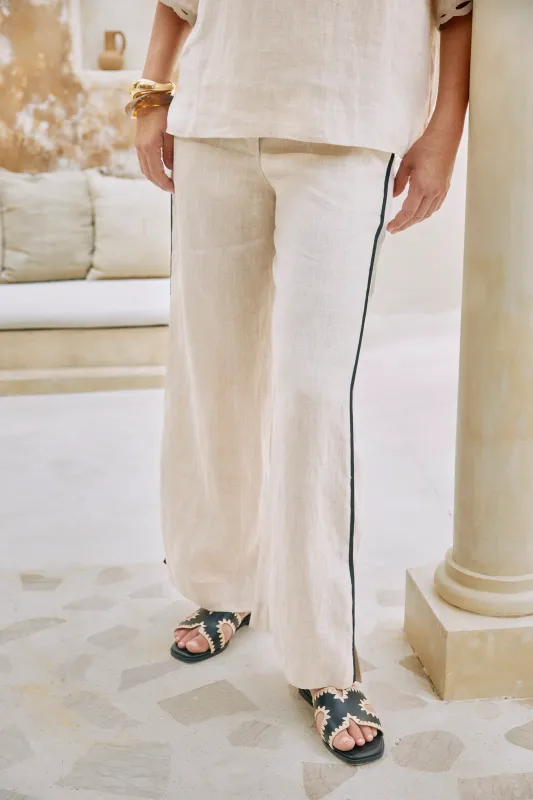MARIS SPLICE PANT-TUSK/BLACK