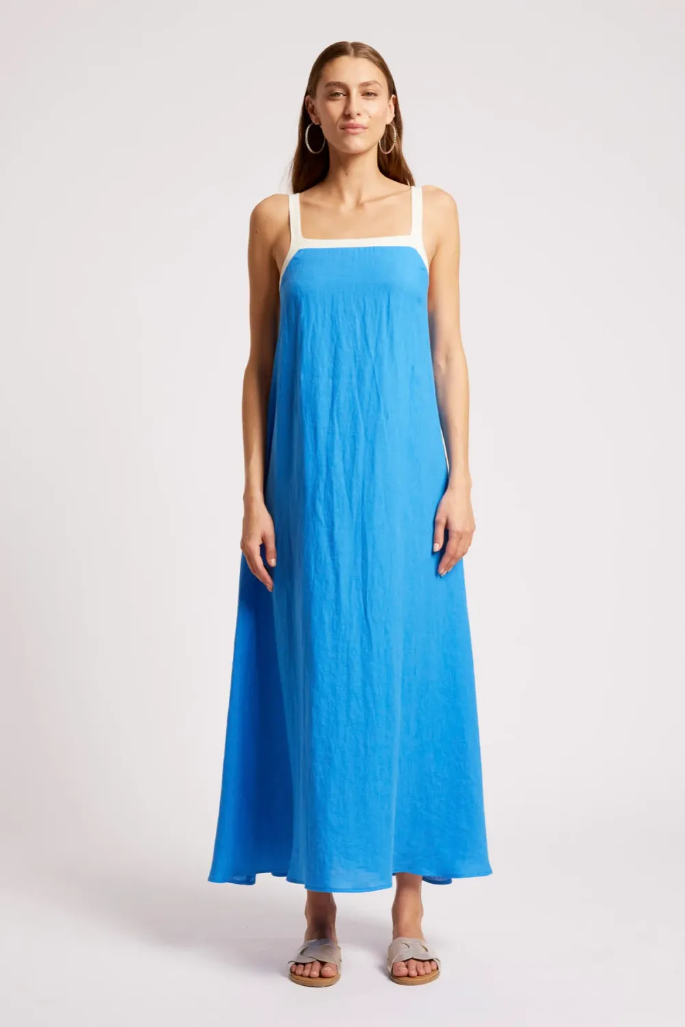 MARIS SPLICE TANK MAXI DRESS-MARINE/WHITE, Size: XS