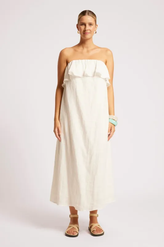 MARIS STRAPLESS DRESS-WHITE