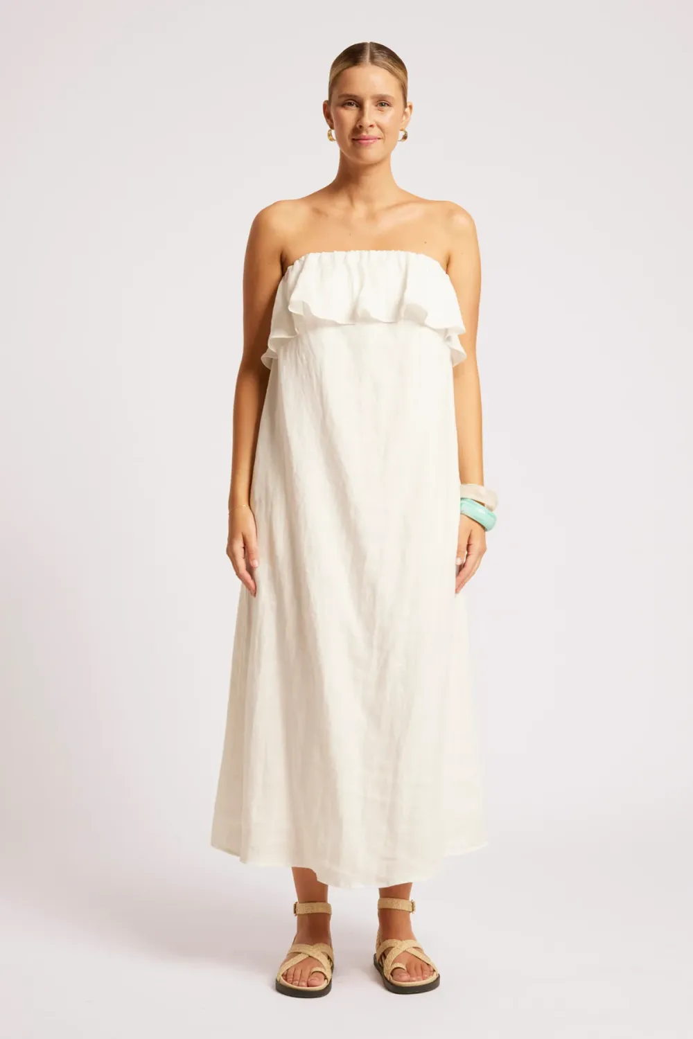 MARIS STRAPLESS DRESS-WHITE, Size: XS