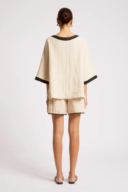 MARIS RELAXED SPLICE TOP-TUSK/BLACK
