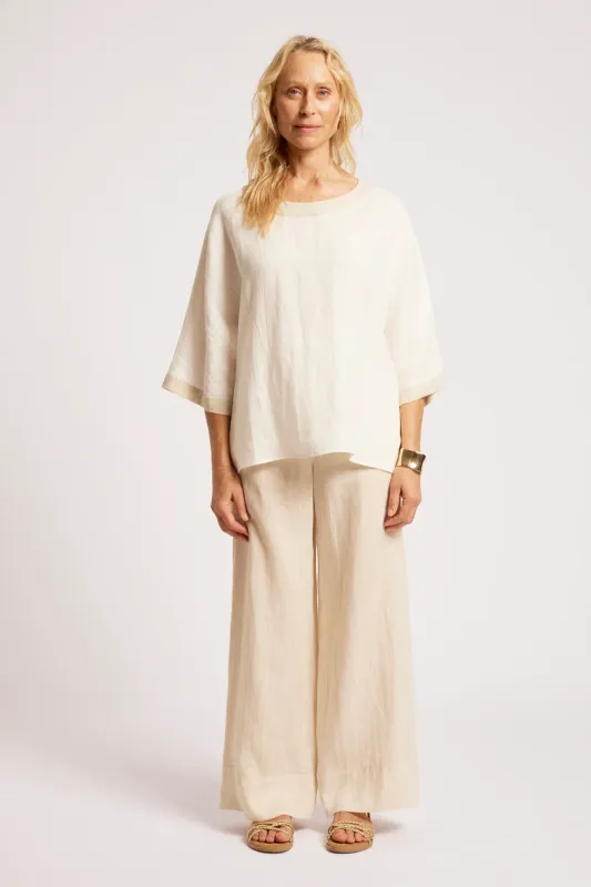 MARIS RELAXED SPLICE TOP-WHITE/TUSK