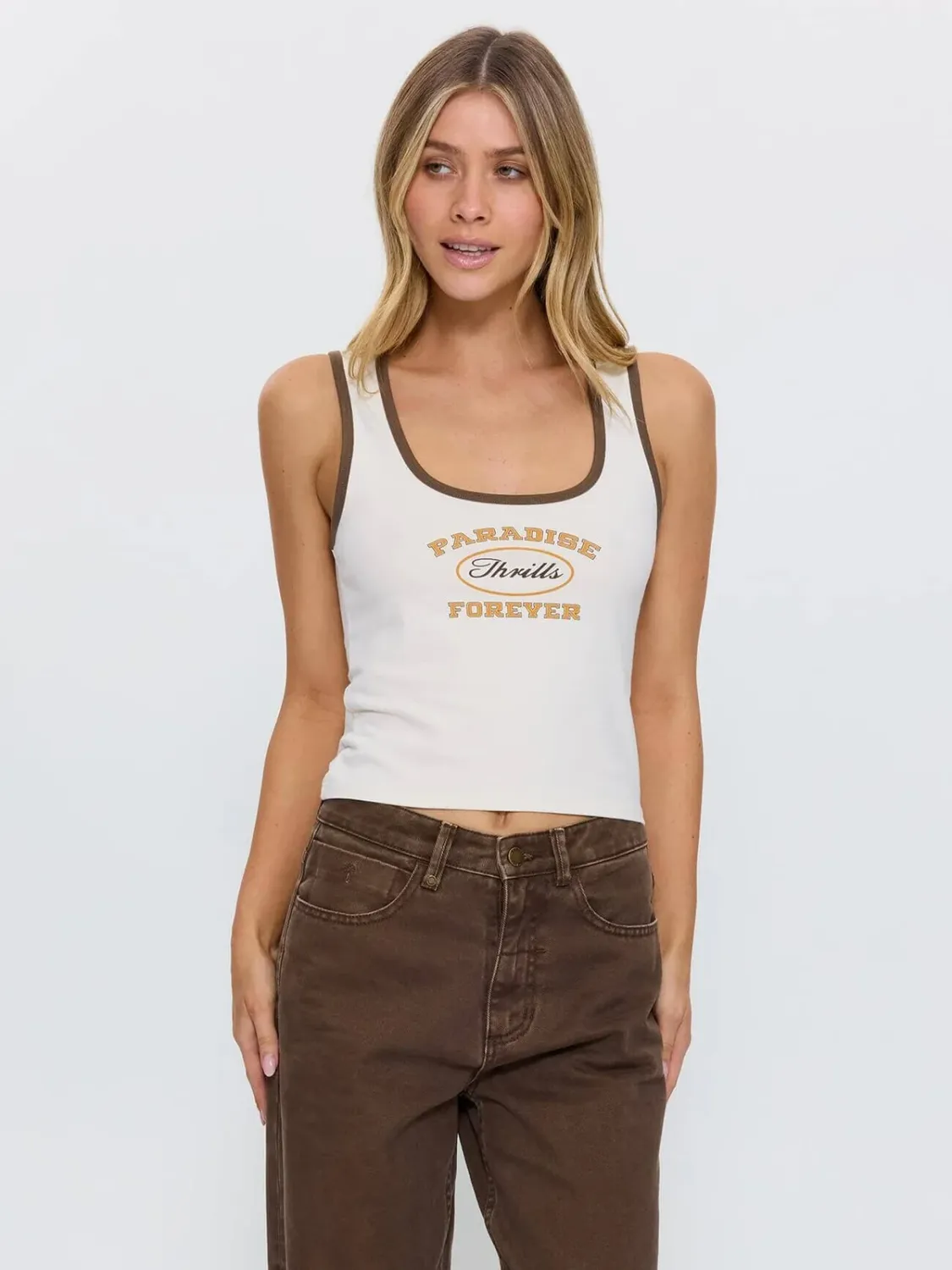 LAST STOP SQUARE NECK TANK-HERITAGE WHITE, Size: 6