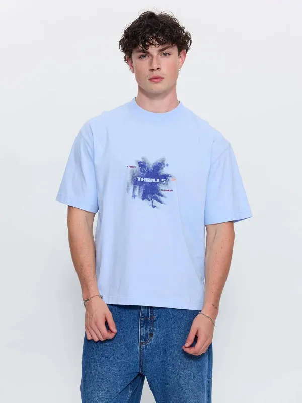 FOUND PARADISE OVERSIZE BOX CROP TEE-PLACID BLUE